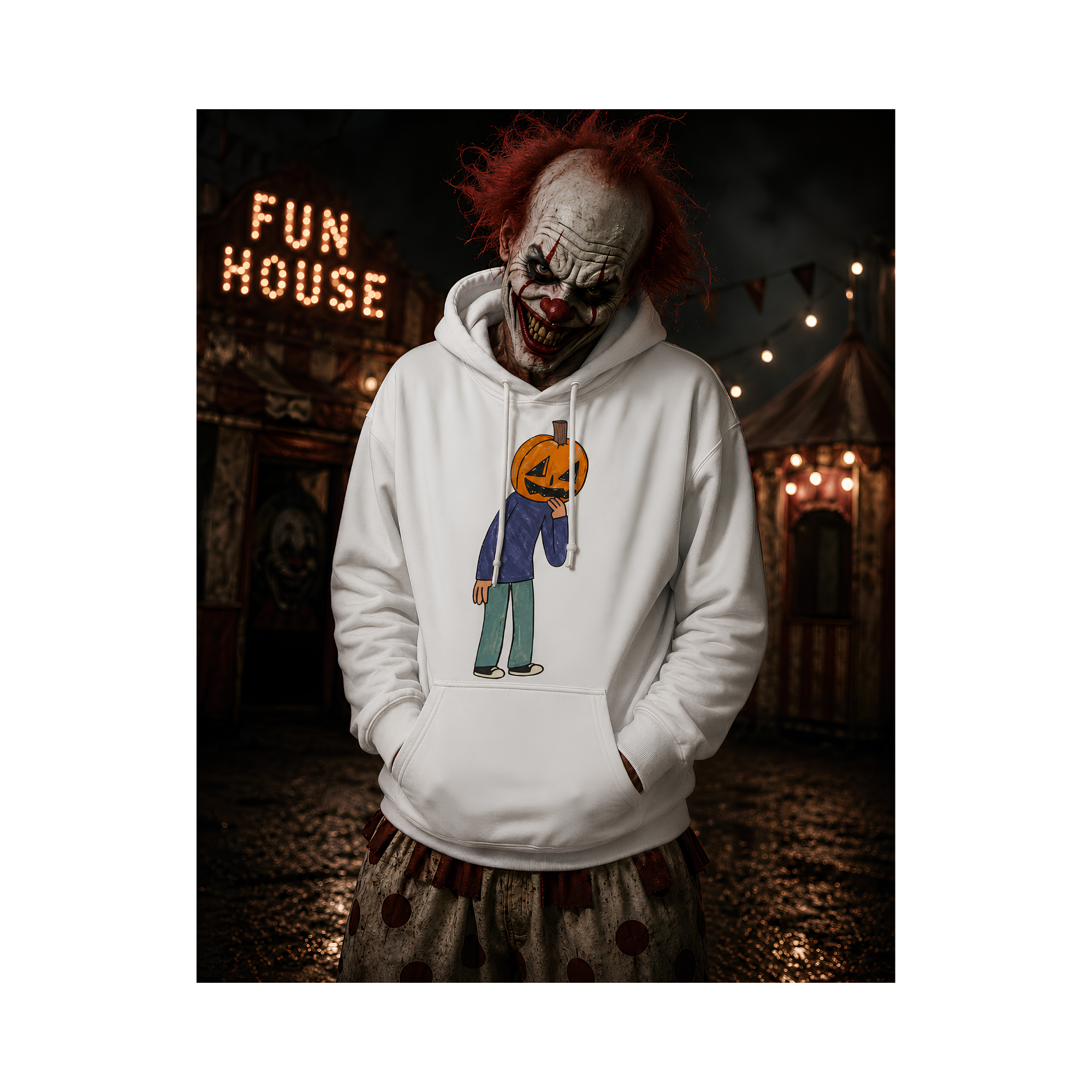 Bingo Original Art Pumpkin Head Graphic  100% Cotton Hoodie