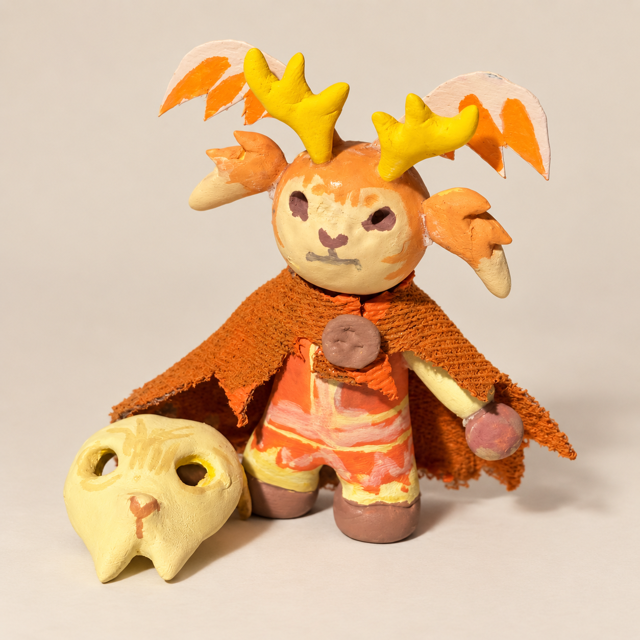 Fauna by Bingo  Original Handmade 4-Inch Clay Character With Signed COA and Removable Mask