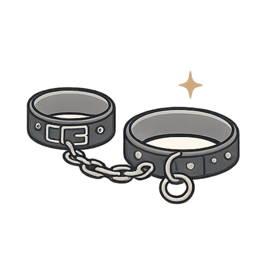 Two pet collars, one with a chain, black with gray accents, against a dark background.