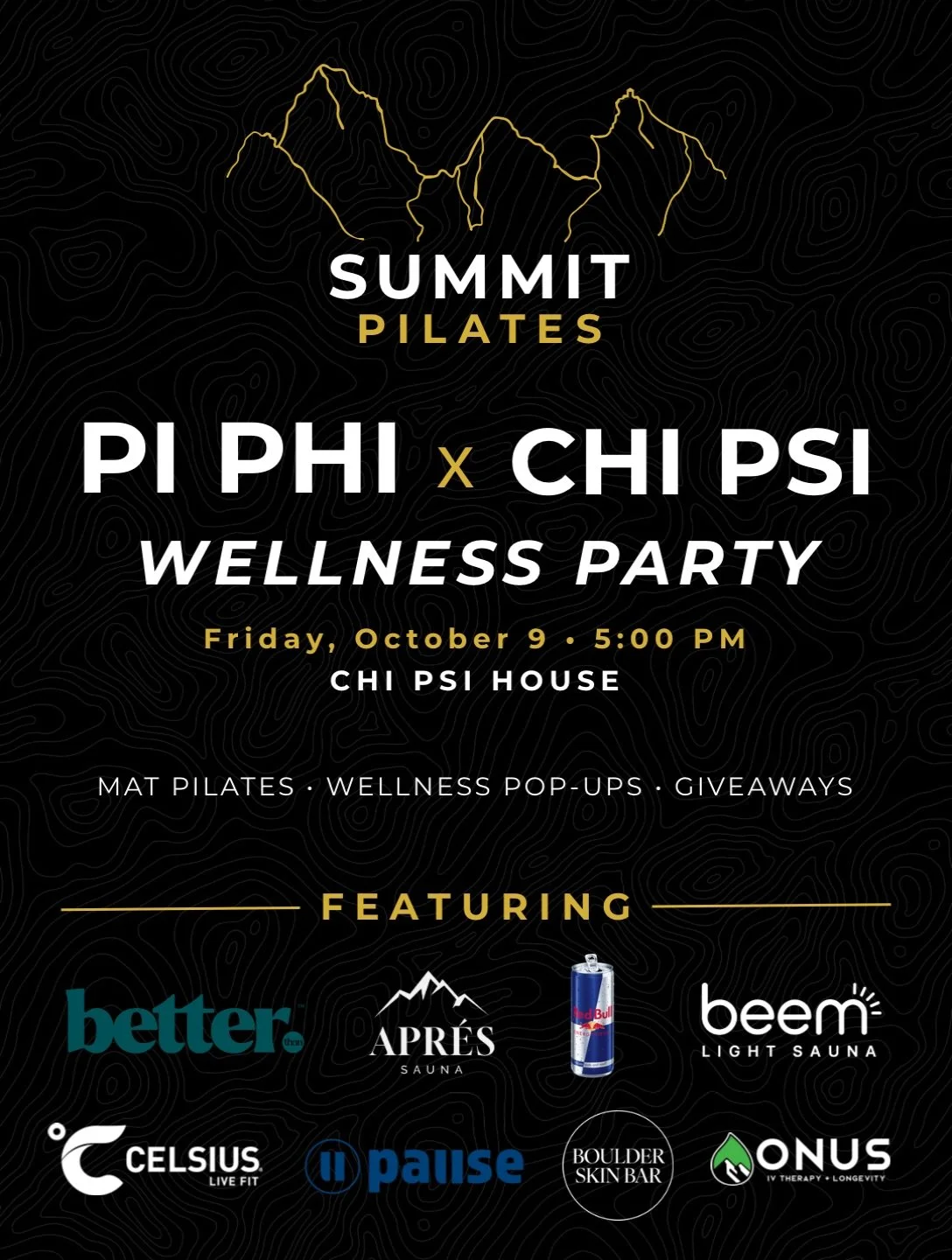 THE SECRET&rsquo;S OUT 🤭

SUMMIT
PI PHI
CHI PSI

OCT 9. 🏔️