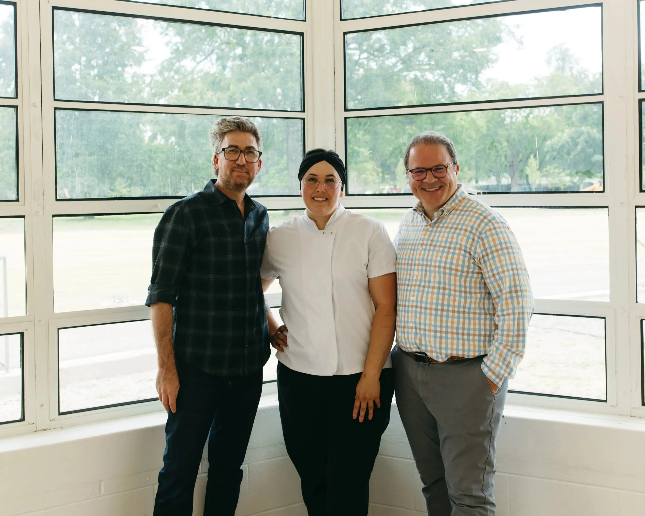   Joseph Bogan &amp; Crystal De Luna-Bogan of The Grilled Cheeserie, with John Tumminello of Centennial Park Conservancy  