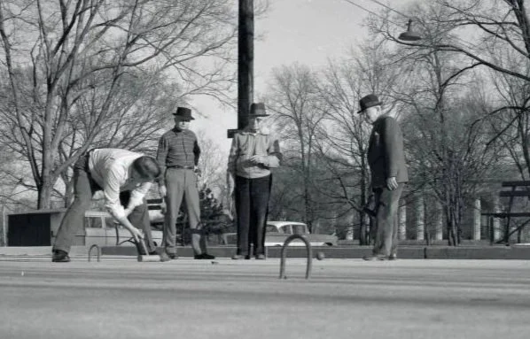 Men playing croquet in Centennial Park, Nashville.
