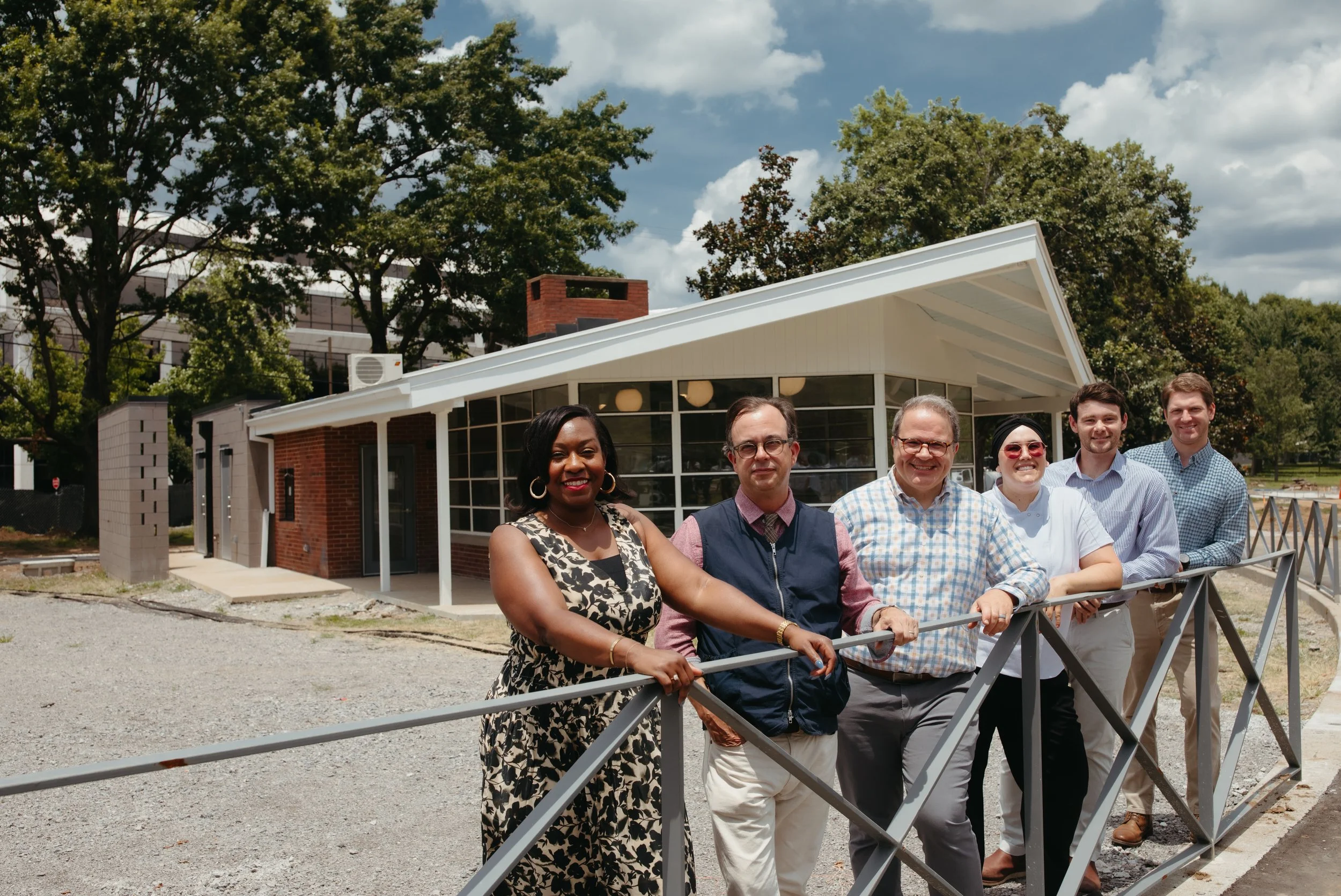   Metro Parks’ Monique Horton Odom, with representatives from Dryden Studio, the Conservancy, Grilled Cheeserie, Hodgson Douglas Landscape Architects, and R.C. Mathews.  