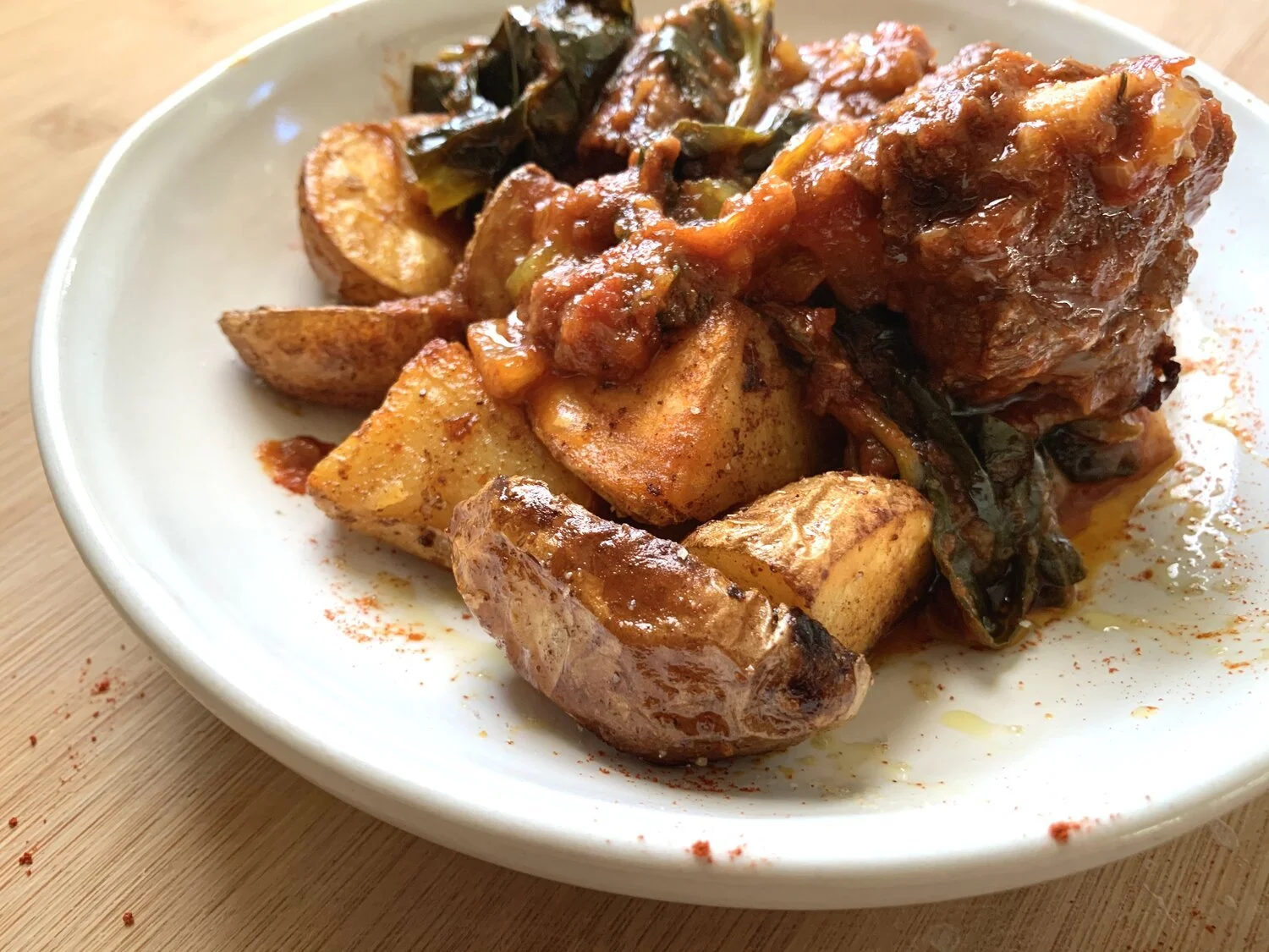 Tomato Vodka-Braised Short Rib with Roasted Urfa Potatoes