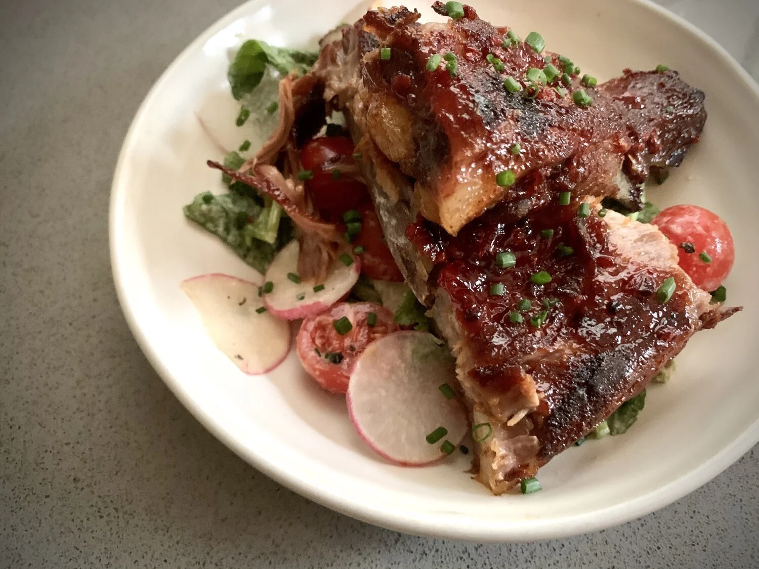 Slow-Roasted Pork Spare Ribs with Red Currant, Harissa &amp; Honey Glaze