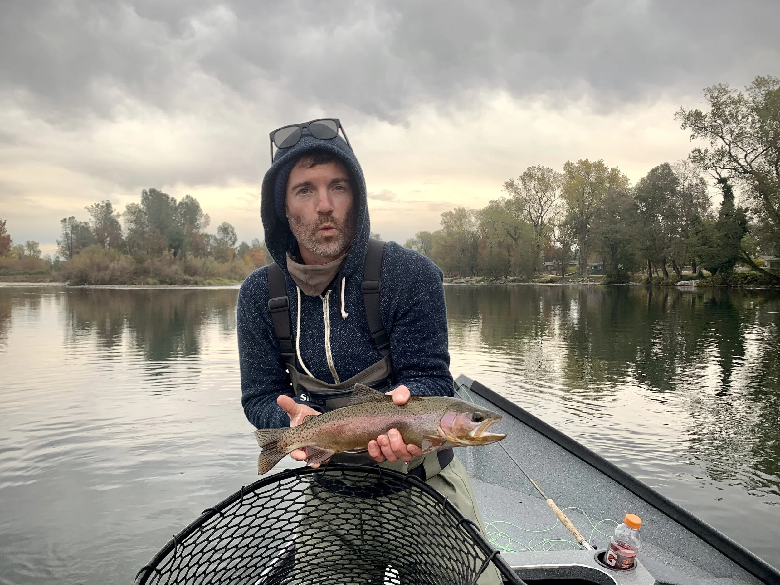 Andy and his first rainbow trout of the day.