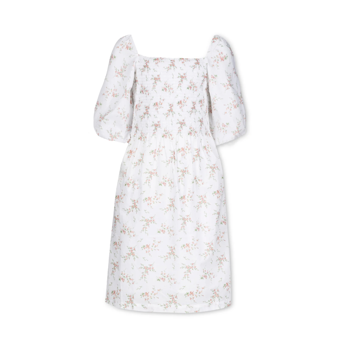 Smocked Bubble Sleeve Organic Dress