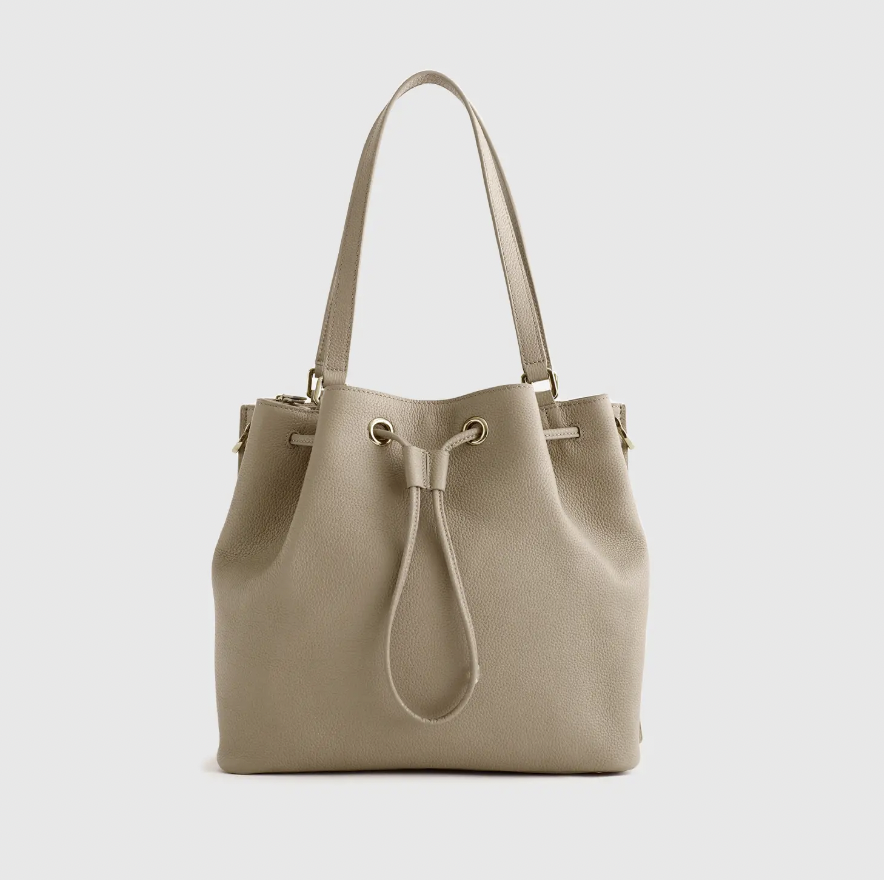 Italian Leather Triple Compartment Bucket Bag