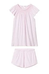 Pima Smocked Flutter Shorts Set in Azalea