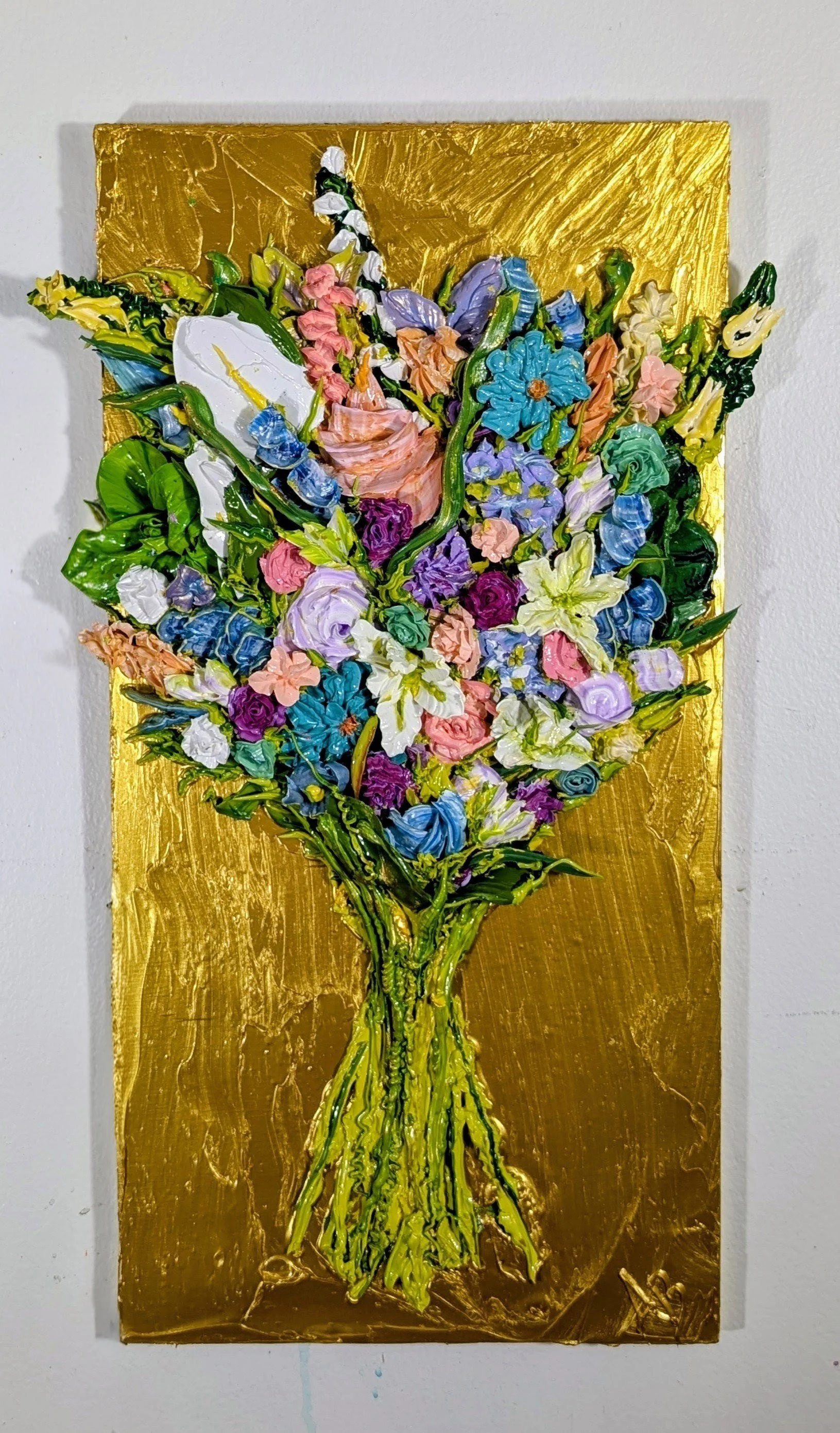 Self Compassion, Heavy Texture Acrylic on wood, 24x12 , 2026