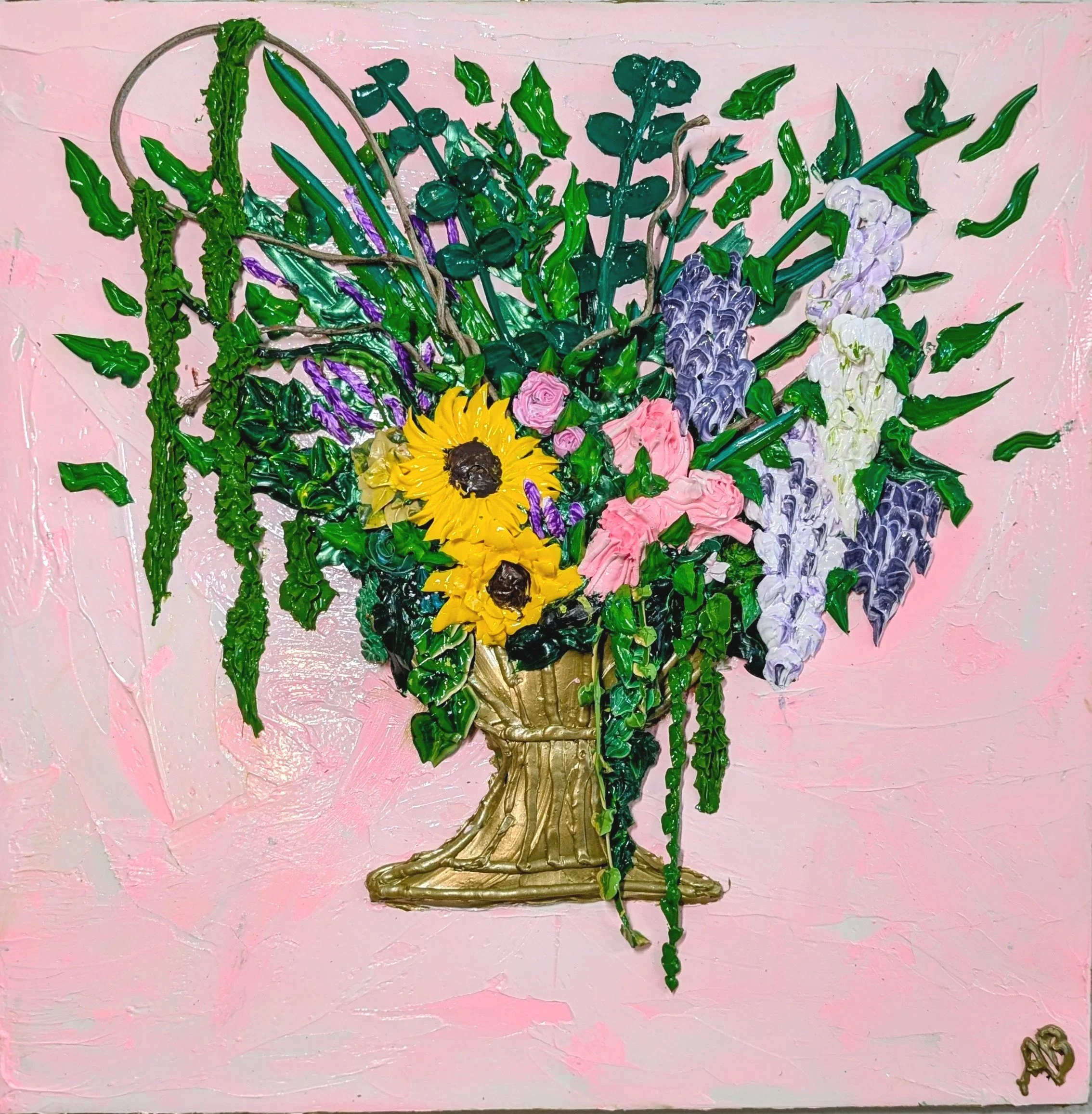 Celebrations #3: Birthday, mixed media, 24x24, 2026, Available $2,500 + S&H