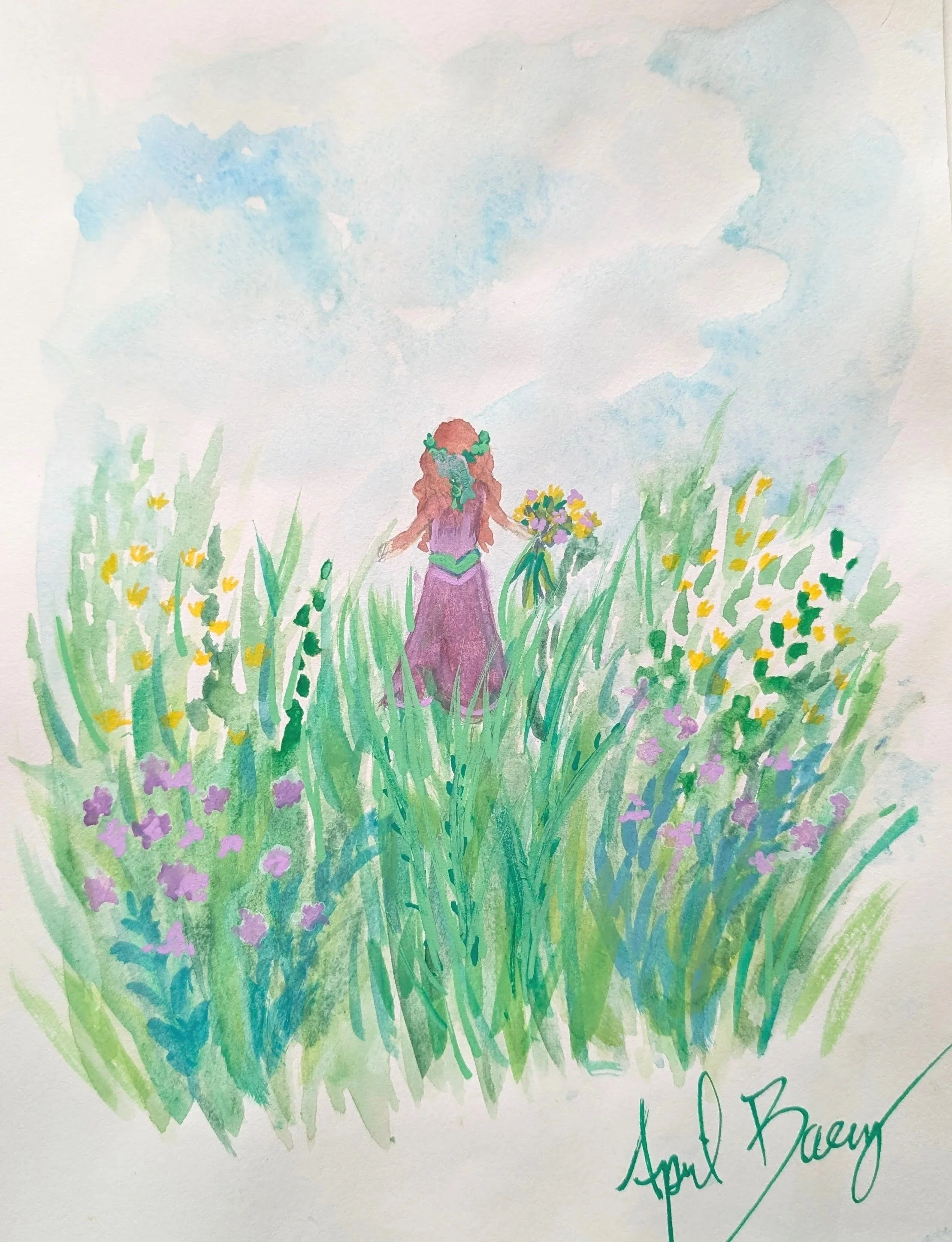 The Open Field , 9x12, Watercolor, 2026, Available $ 150