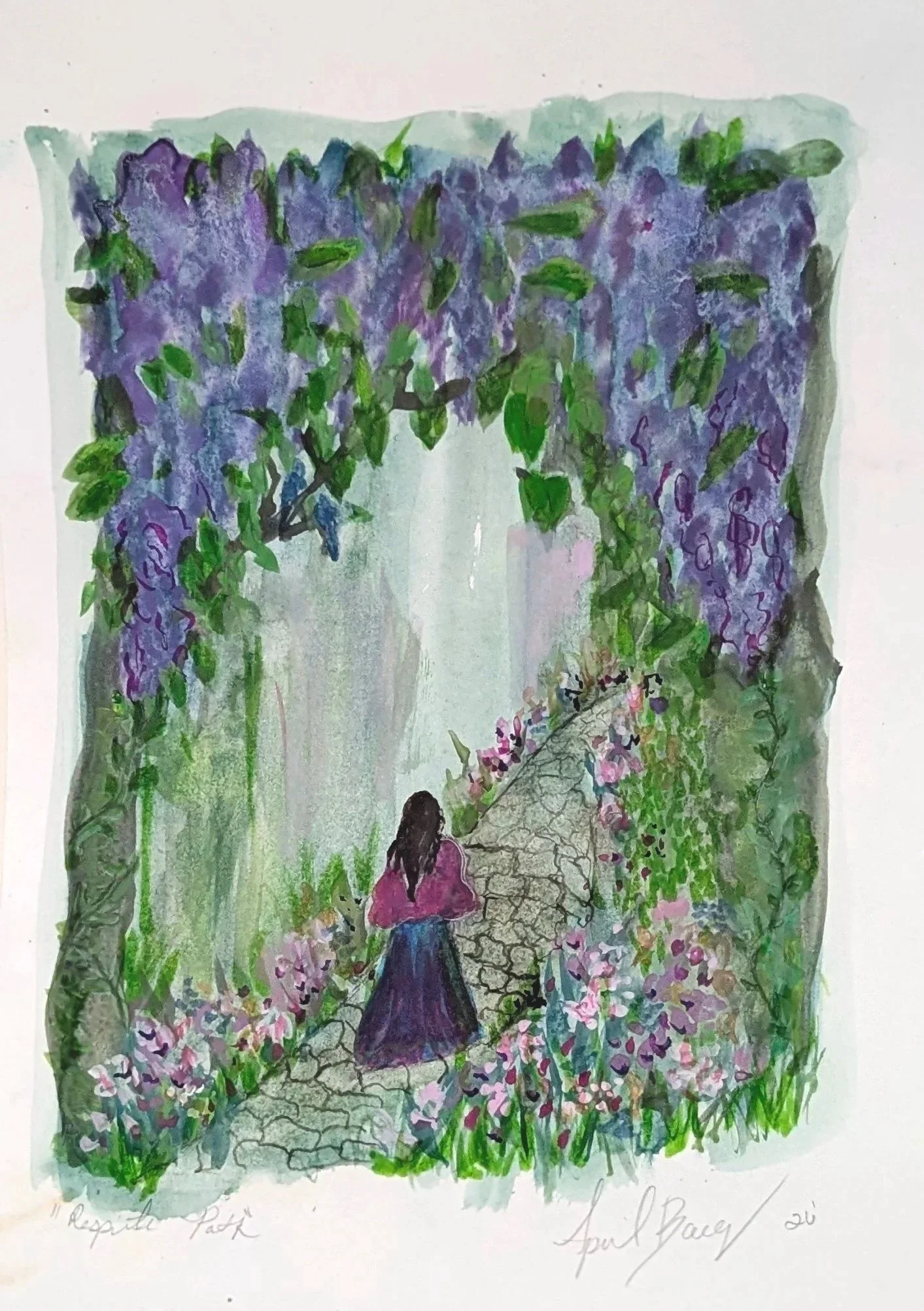 The Respite Path, 9x12, gouache, 2026 Available $150