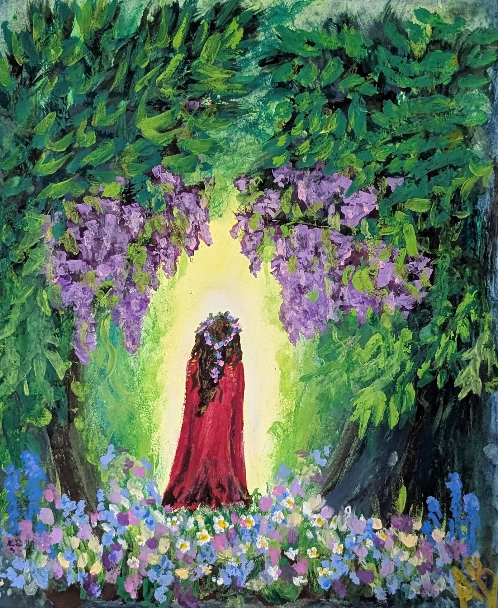 The Glowing Path, 9x12, gouache, 2026 Available $150