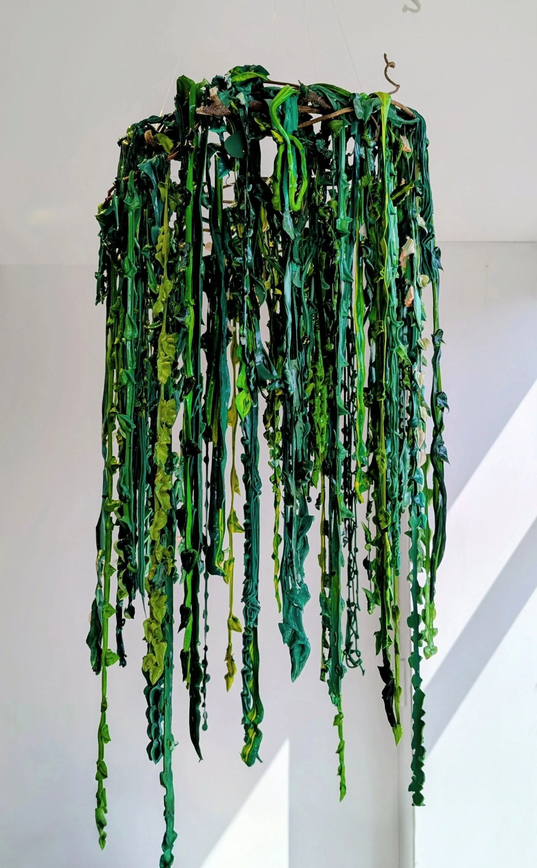 "Meet at our spot" Vine chandelier, 2026 Heavy Texture Acrylic and Wisteria vine.  
