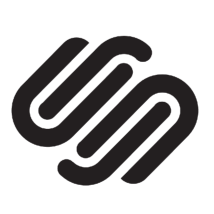 Black abstract logo with overlapping loops and lines.