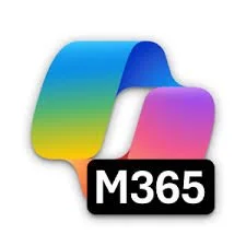Microsoft Office 365 logo with colorful overlapping squares and a black label reading 'M365'