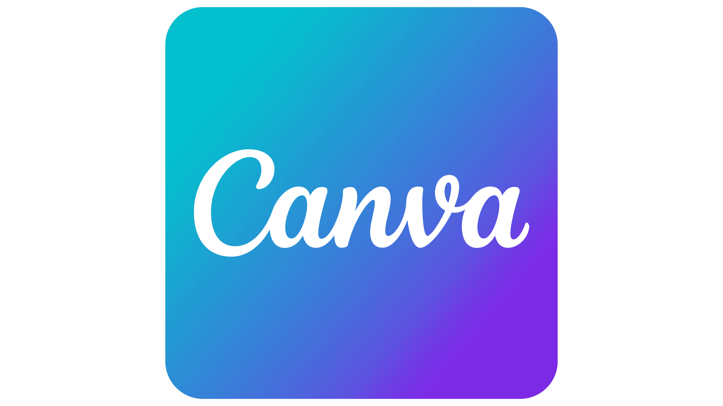 A gradient background transitioning from cyan to purple with the word 'Canva' written in white, cursive font.