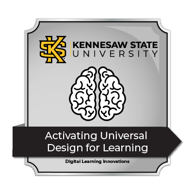 Kennesaw State University logo with a stylized brain graphic and the text 'Activating Universal Design for Learning'.