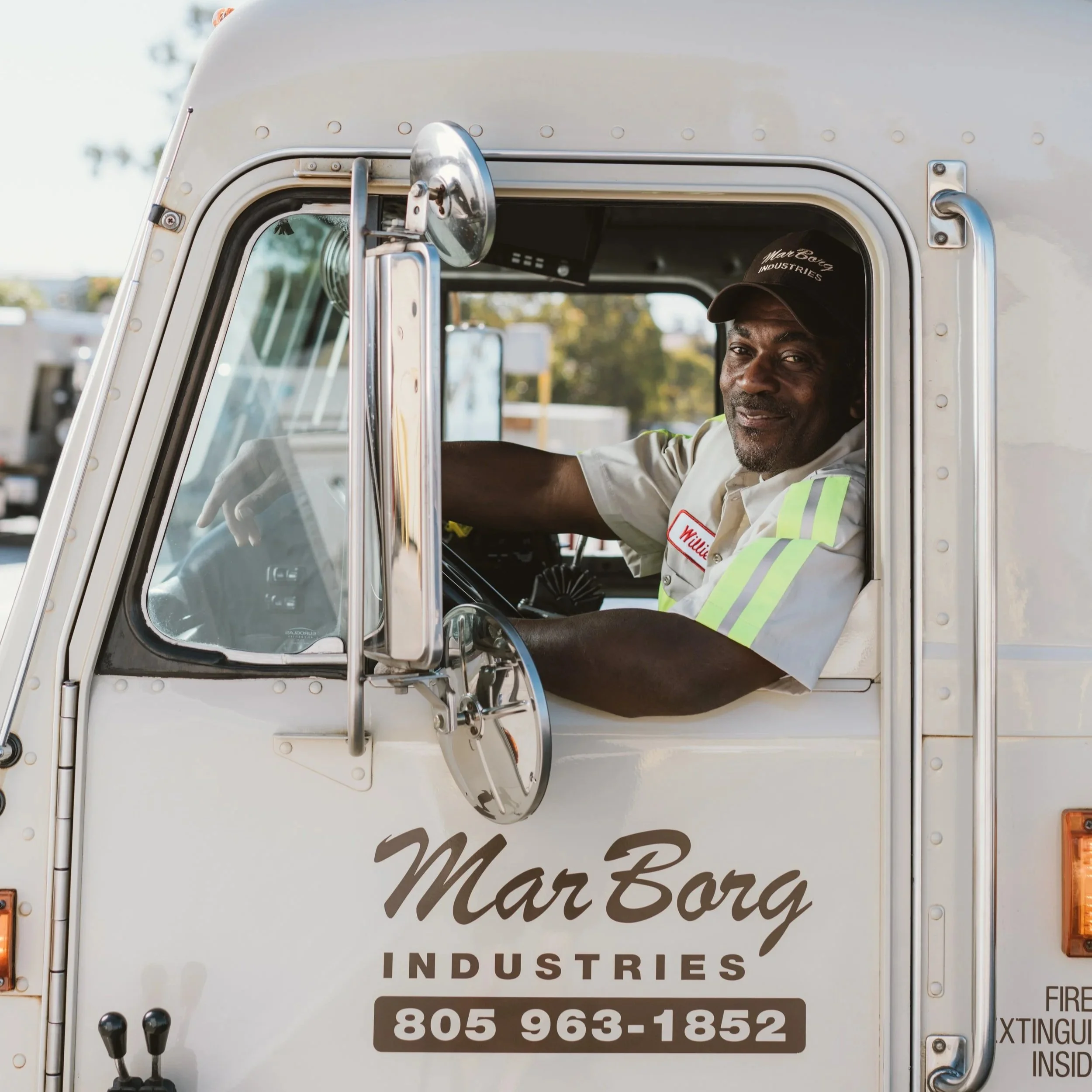 MarBorg driver in truck cab