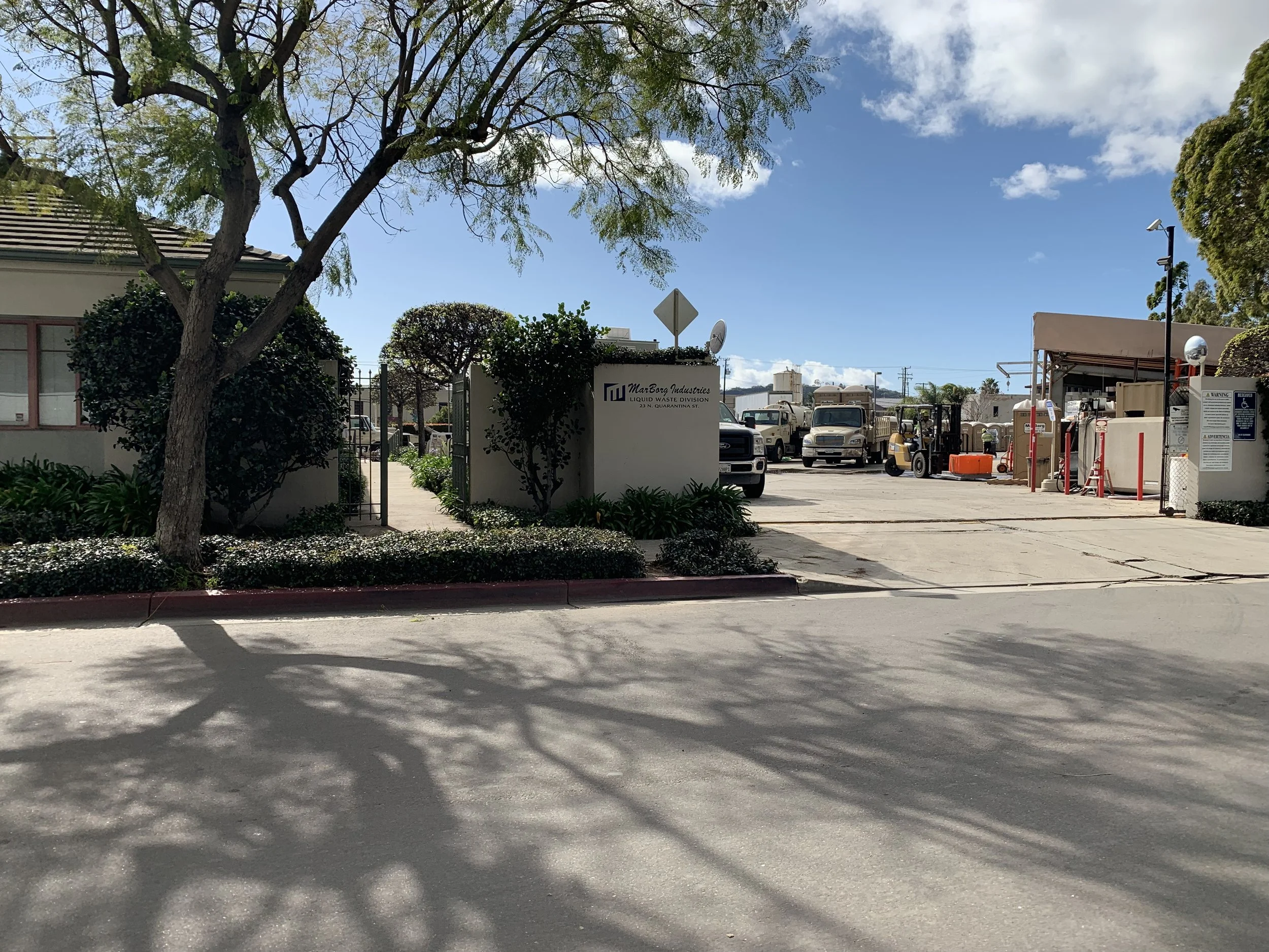The front entrance to MarBorg's portable restroom and liquid waste division