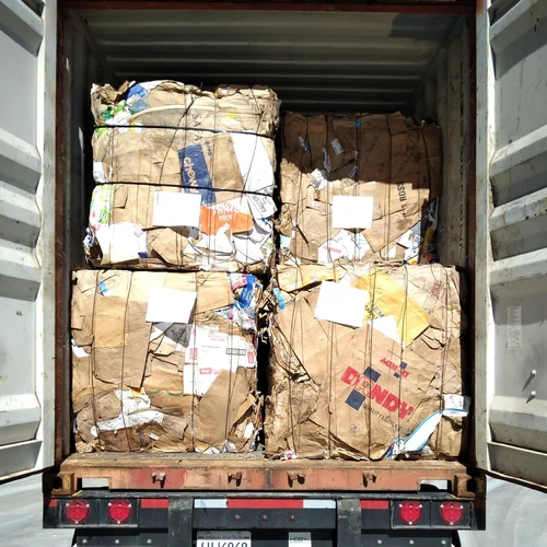 Baled cardboard and paper ready for market