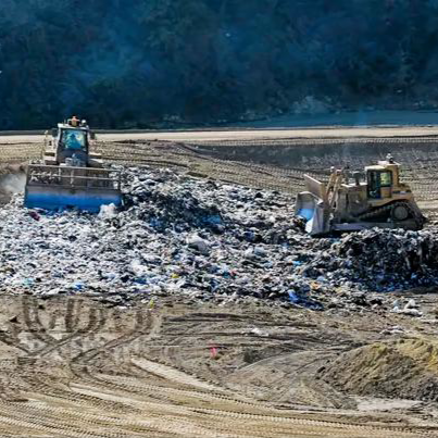 Dozers working the landfill face