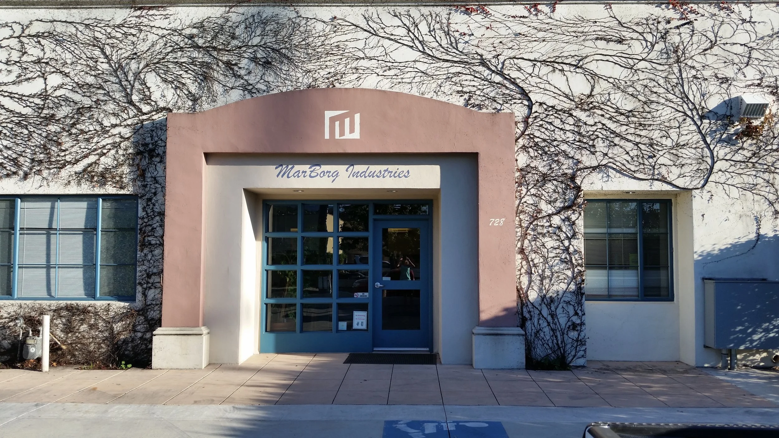 Front view of the MarBorg main offices in Santa Barbara, California.