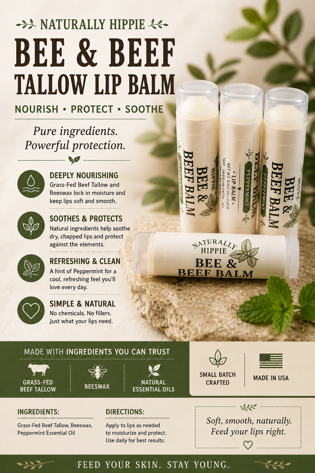 Bee & Beef Balm Peppermint ( 4 pack )