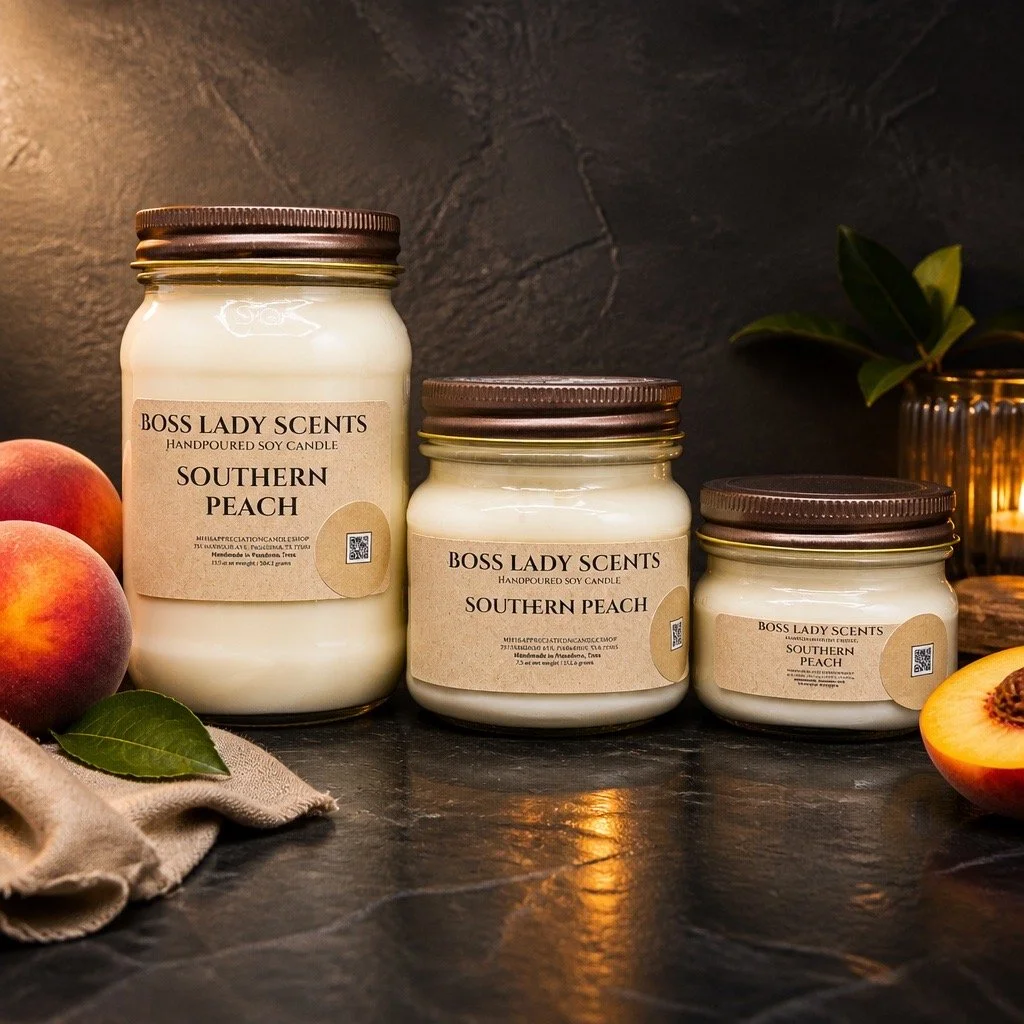 Southern Peach Soy Candle ~Medium Mason Jar ~