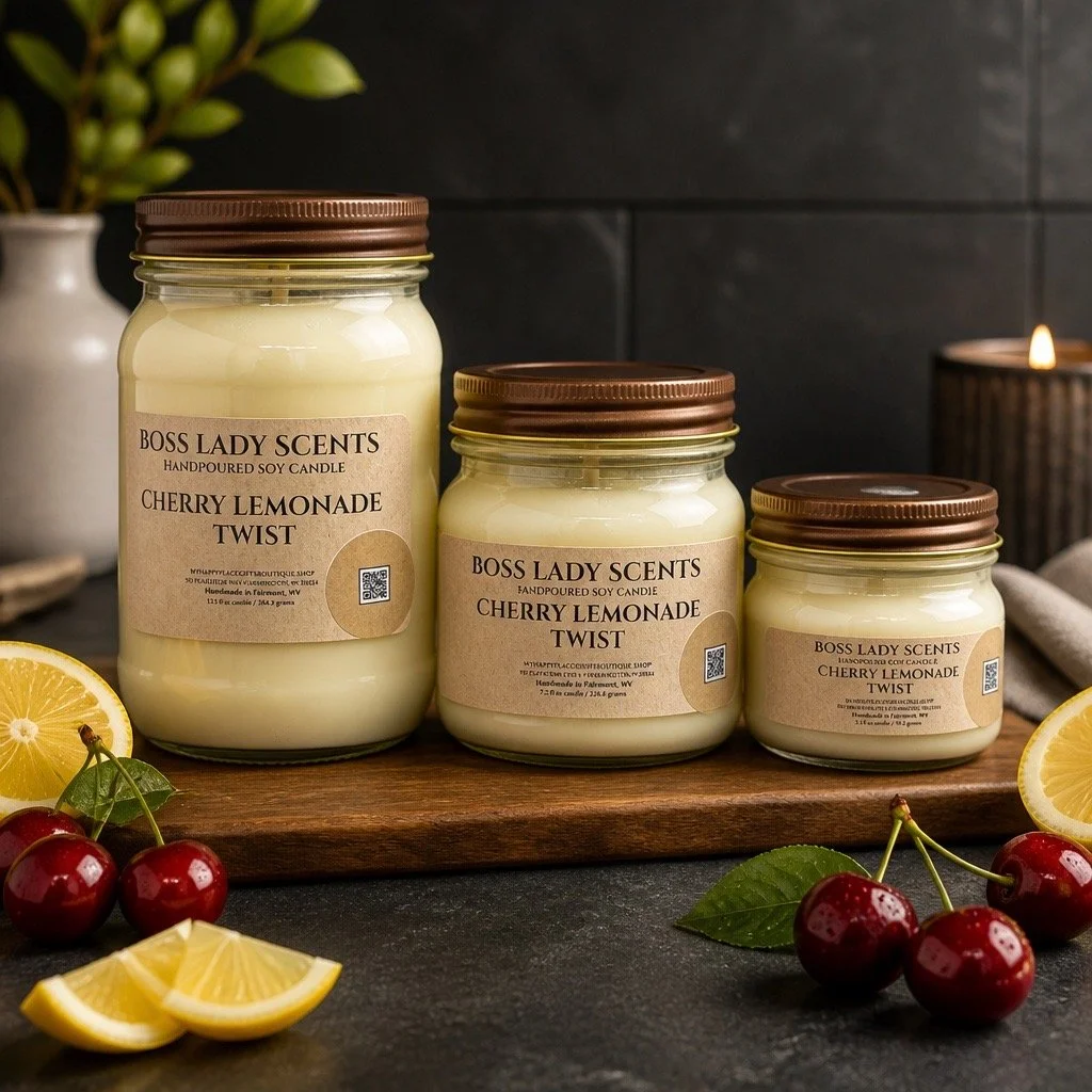 Cherry Lemonade Twist Soy Candle ~Medium Mason Jar~