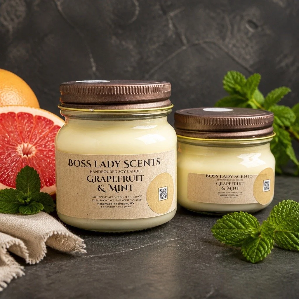 Grapefruit & Mint Bliss Soy Candle ~Small Mason Jar~