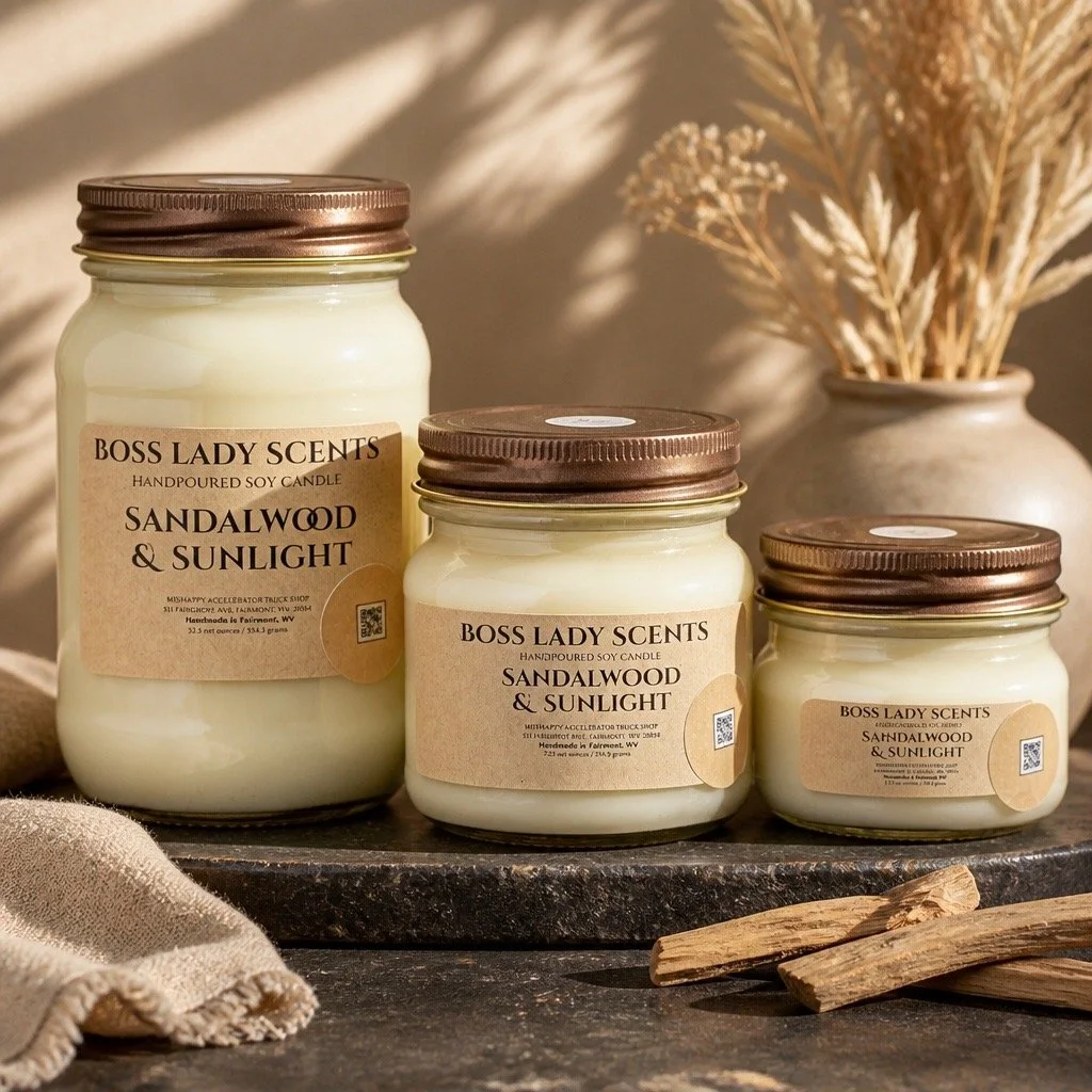 Sandalwood & Sunlight  Soy Candle ~Small Mason Jar ~