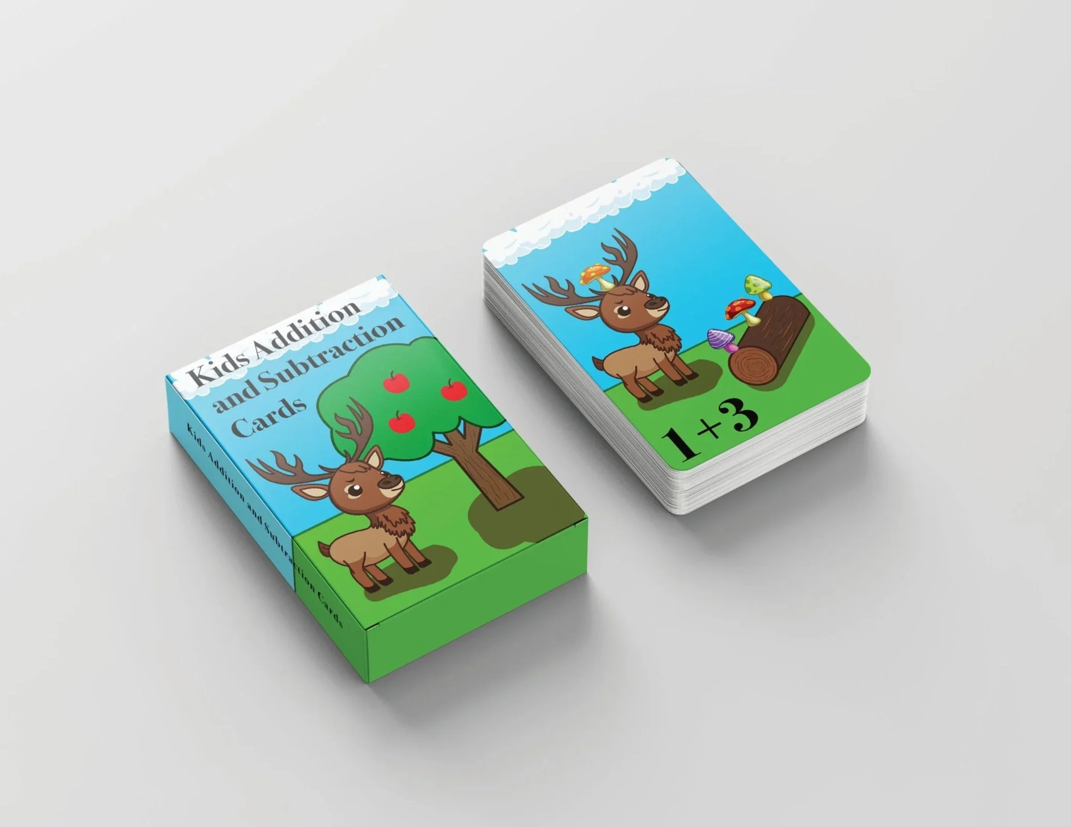 Children's addition  illustration cards