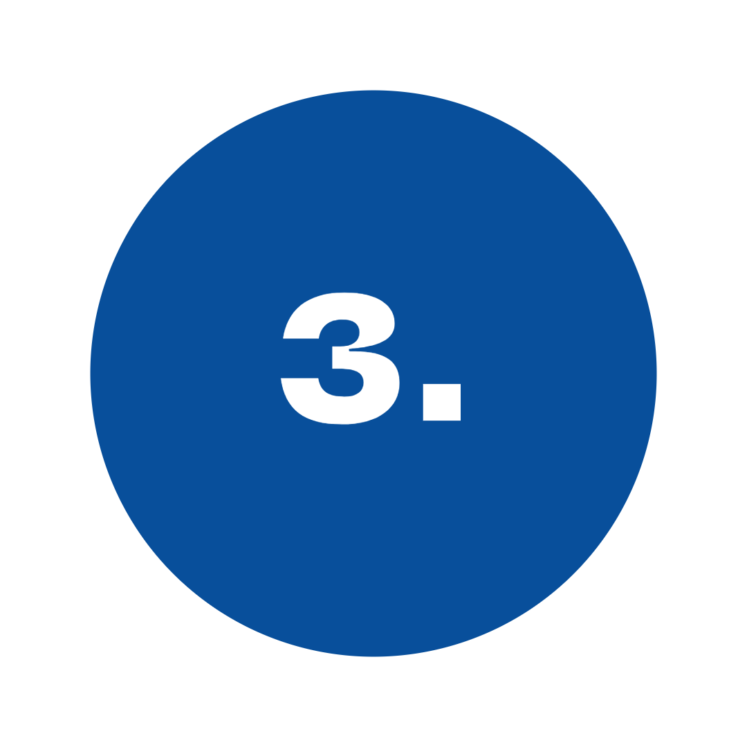 Blue circle with white text that says '3.' and the word 'SING' above it.