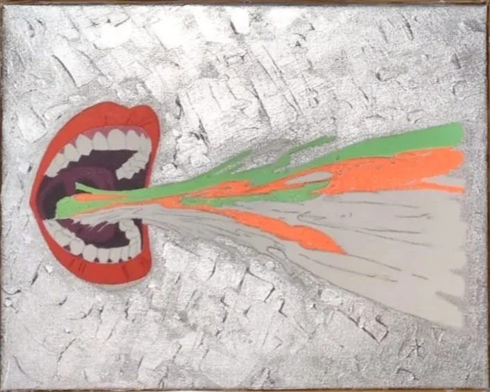 The first colour. Two streams, still finding their way. The neon arriving for the first time.