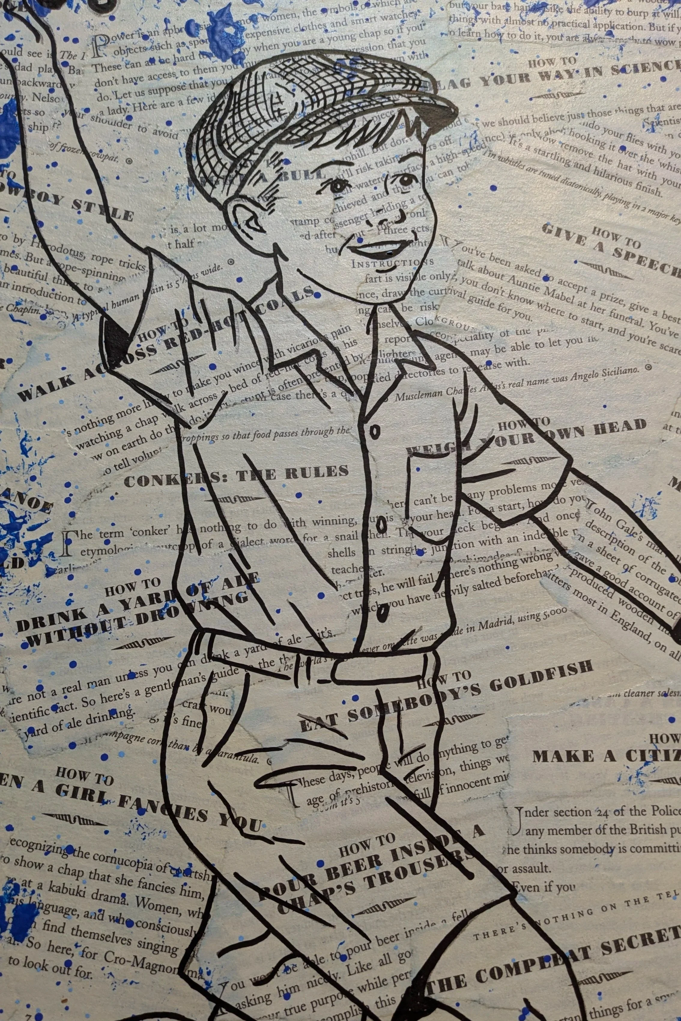 The boy, hand drawn over the top. Mid stride, going somewhere.