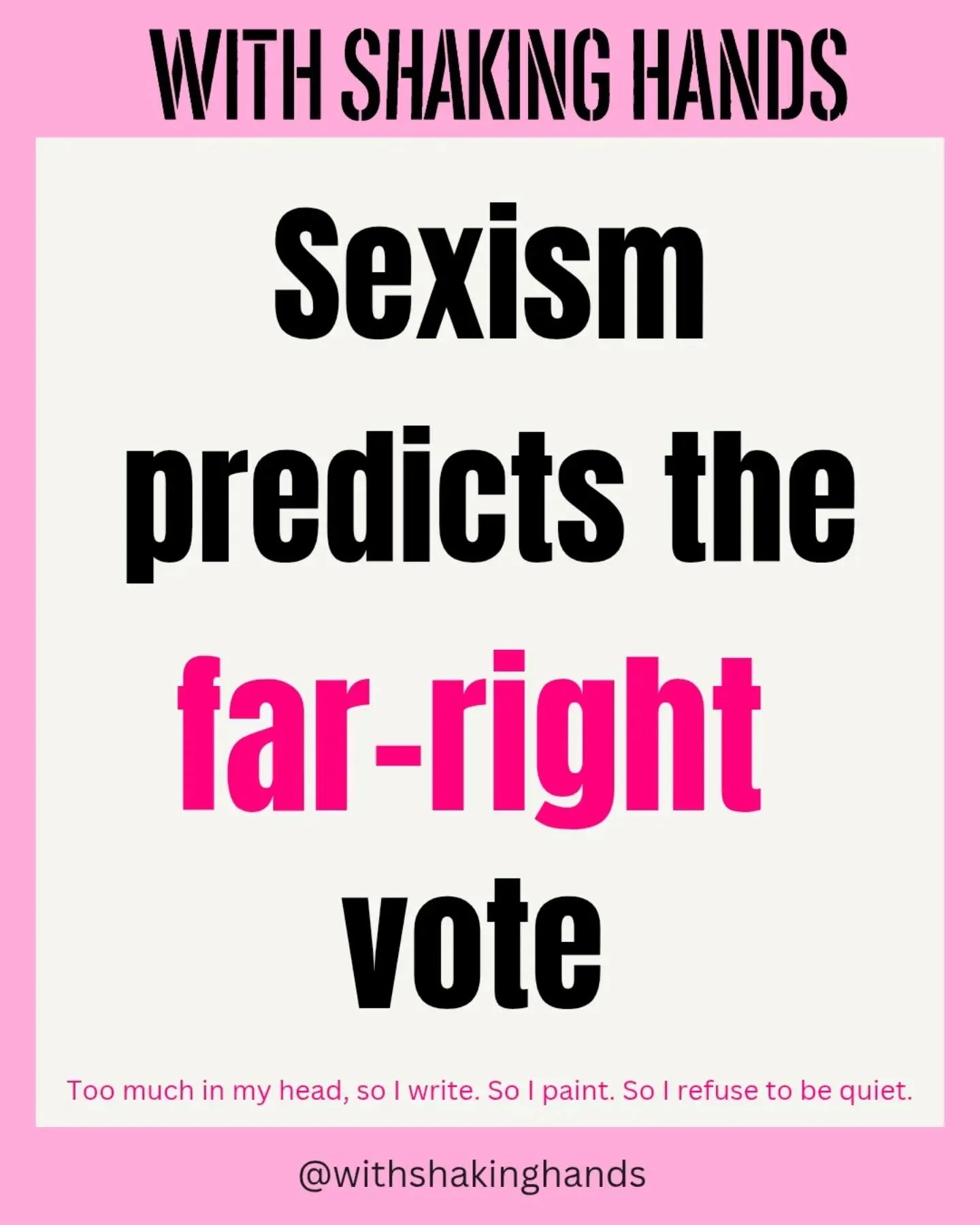 Sexism predicts the far-right vote. Peer-reviewed, panel data, the same voters tracked for years with everything else controlled for (Anduiza and Rico, American Journal of Political Science, 2024). New blog today on the half of the study nobody quote