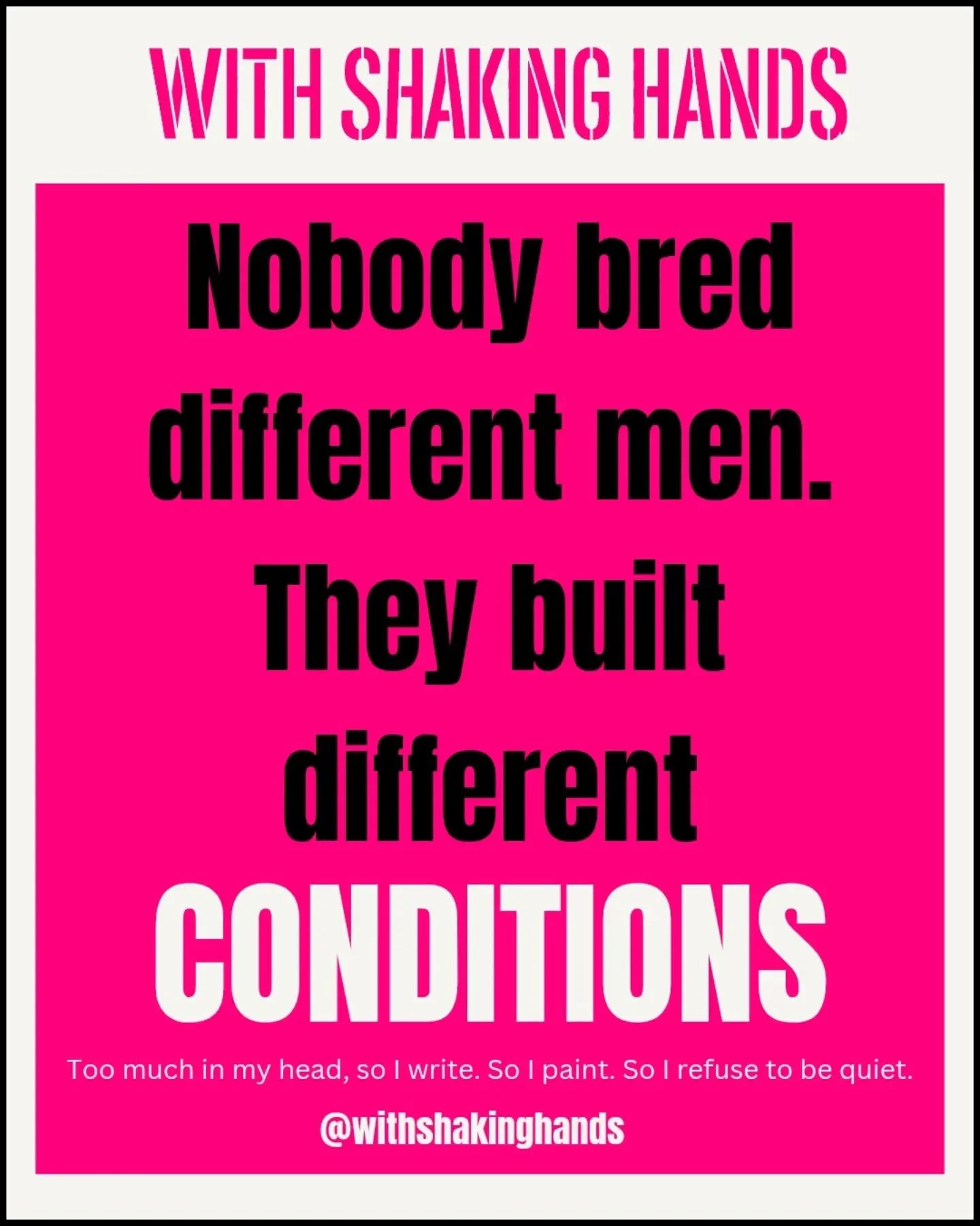 Nobody bred different men. They built different conditions. The societies with almost no sexual violence didn't get luckier or purer, they had men doing care work, women holding real power and barely any hierarchy (Sanday, 1981). Conditions are chose