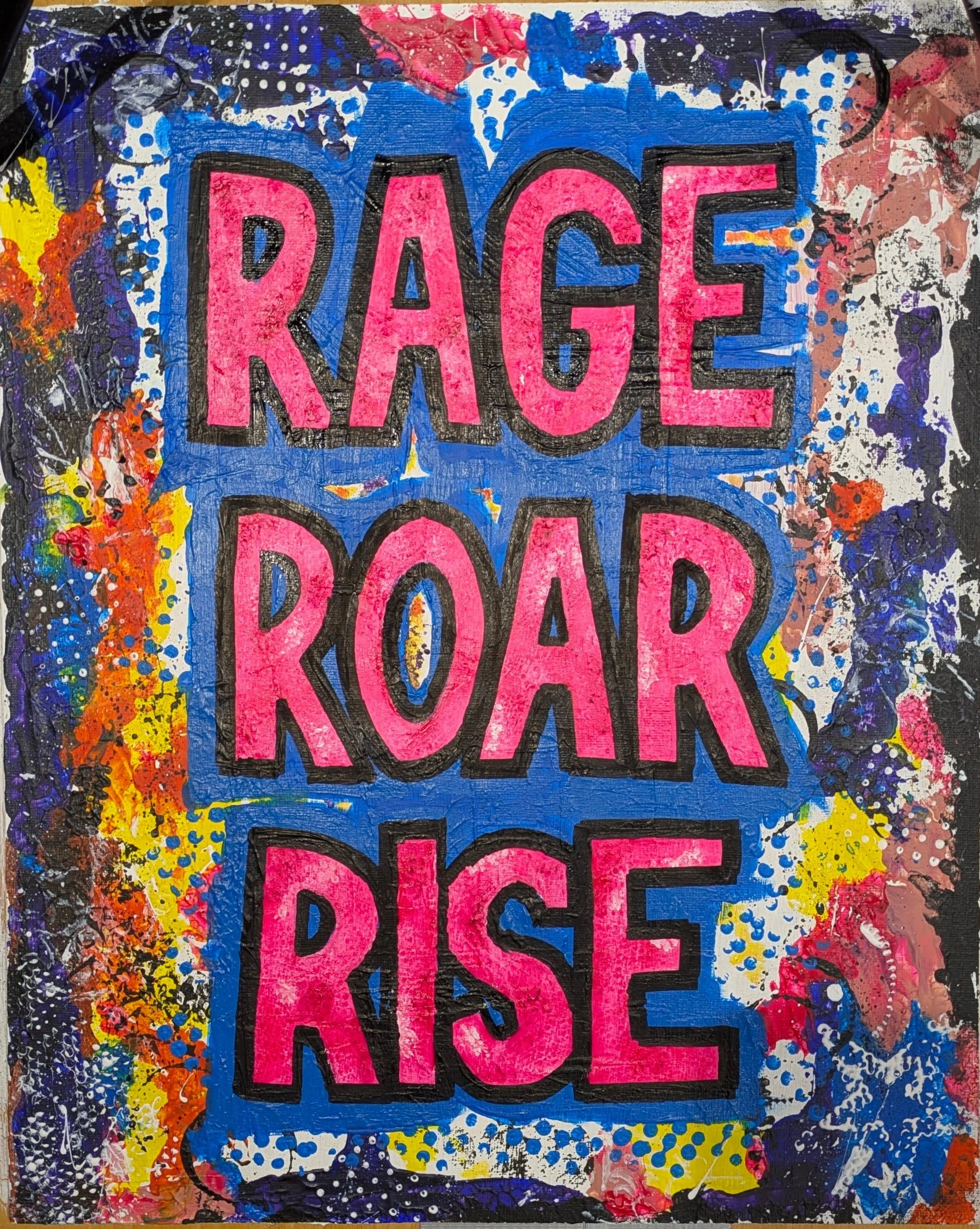 The outline.  Black Posca marker going around every letter, making the whole thing snap into focus.  This is the moment it became a finished piece of art.