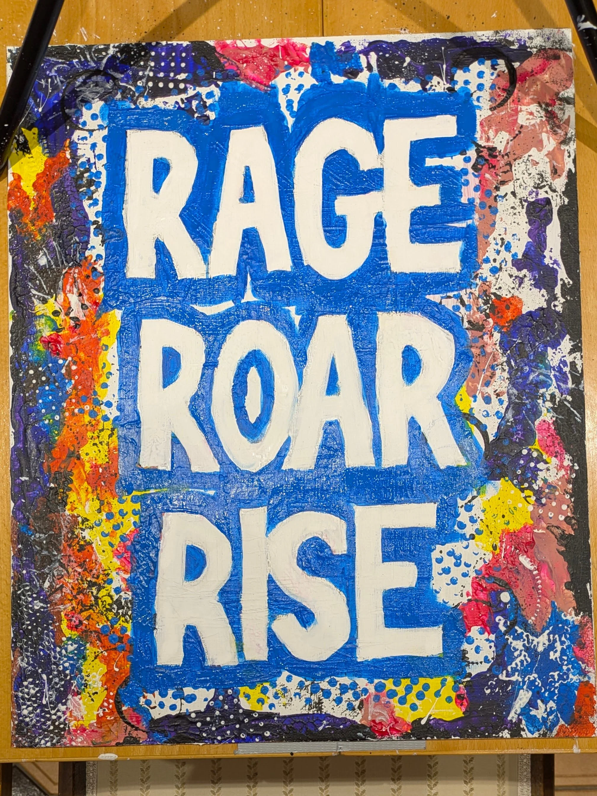 The Structure.  Bold blue painted behind where the letters would live.  The architecture of the piece taking shape.
