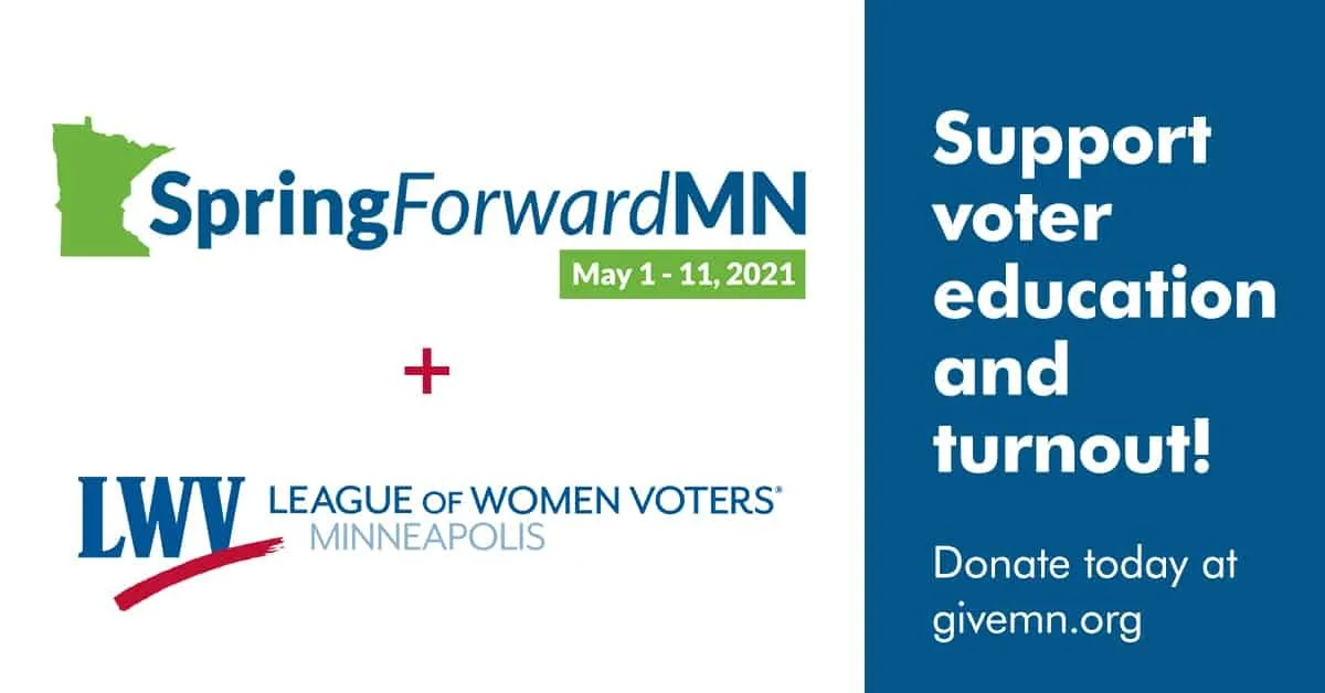 Support our work, donate to LWVMpls during GiveMN's Spring Drive