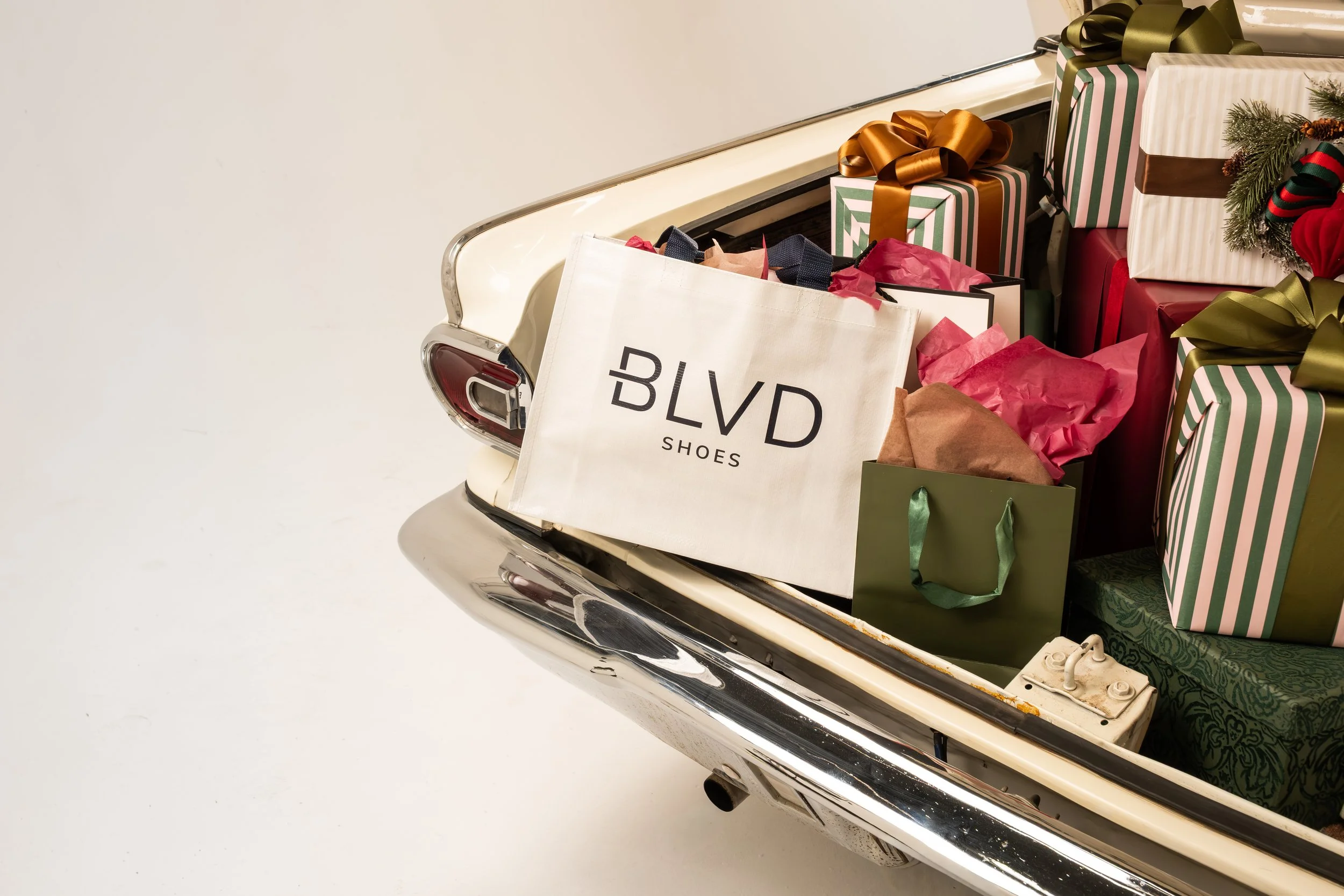 Branding Photography | BLVD Shoes Holiday Campaign - Product Styling in Car Trunk