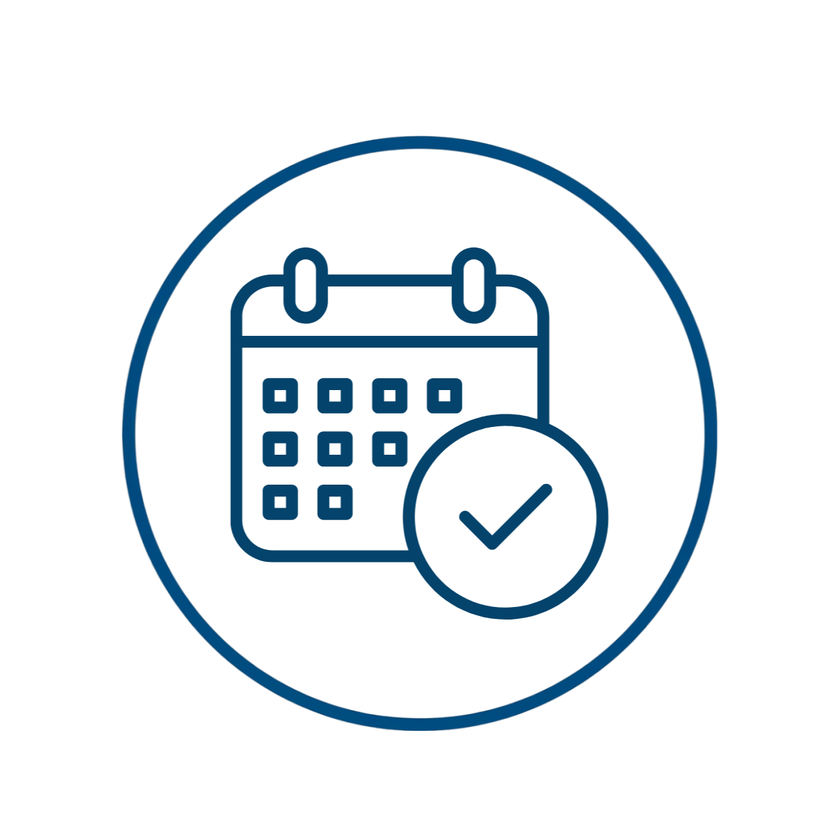 Calendar icon with a check mark.