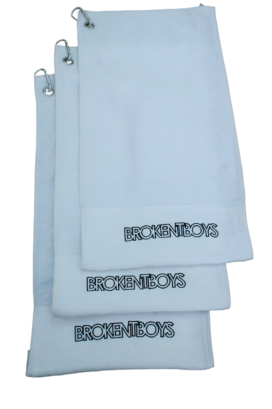 new white btb golf towel