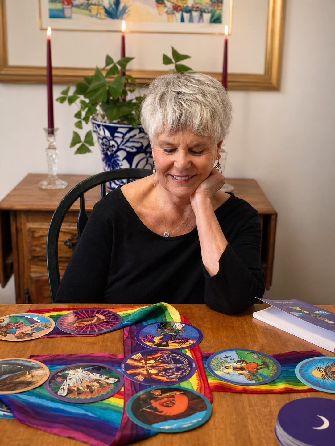 Terra doing a tarot reading, offering a calm and reflective space for clarity, insight, and self-discovery.