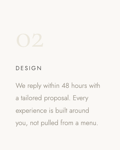 Minimalist webpage with the text 'O2 DESIGN' and a message about replying within 48 hours with a tailored proposal.