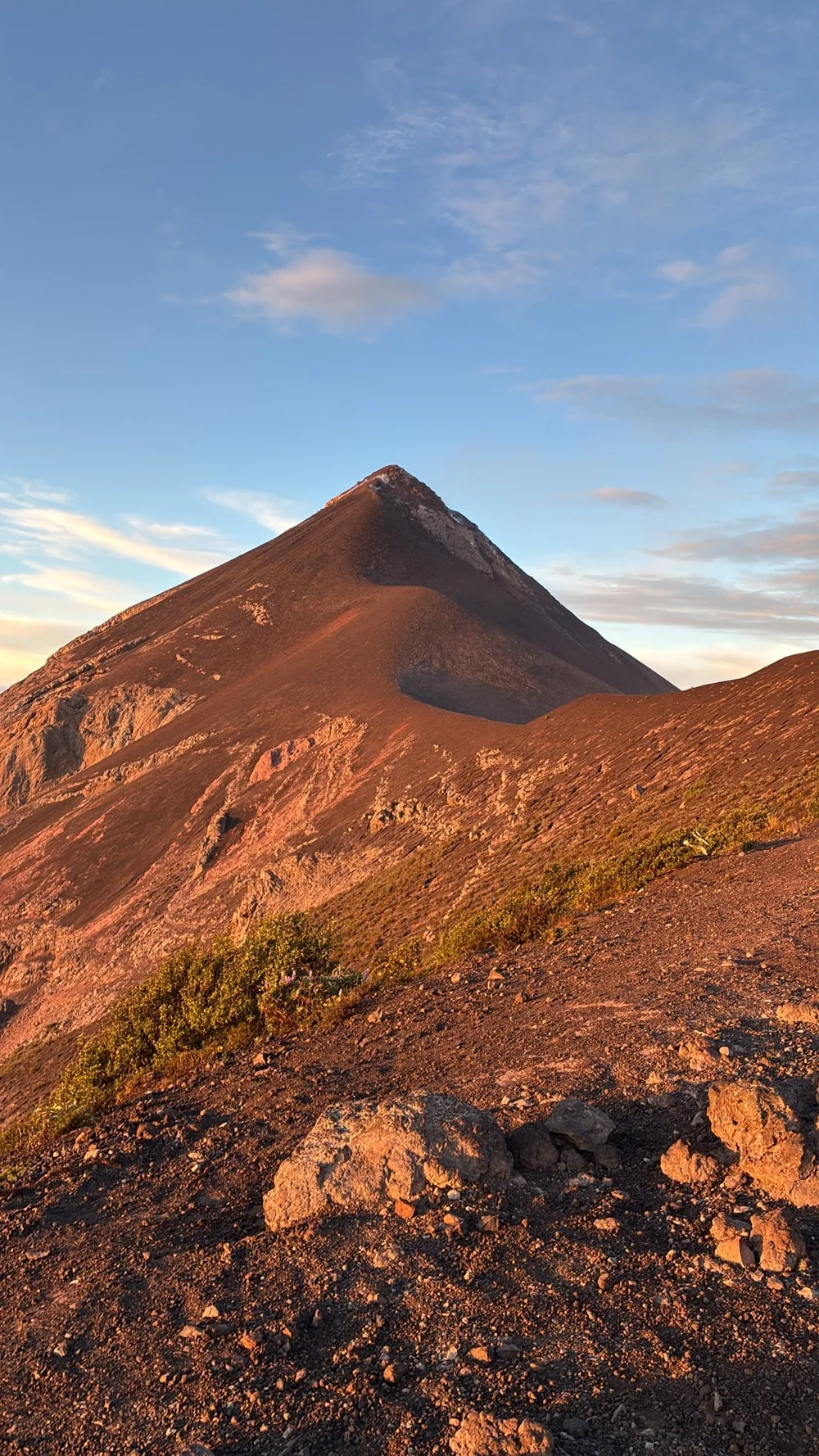 The Acatenango cone at golden hour