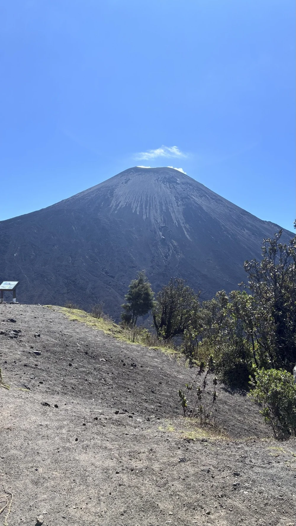 Hiker facing the Pacaya cone