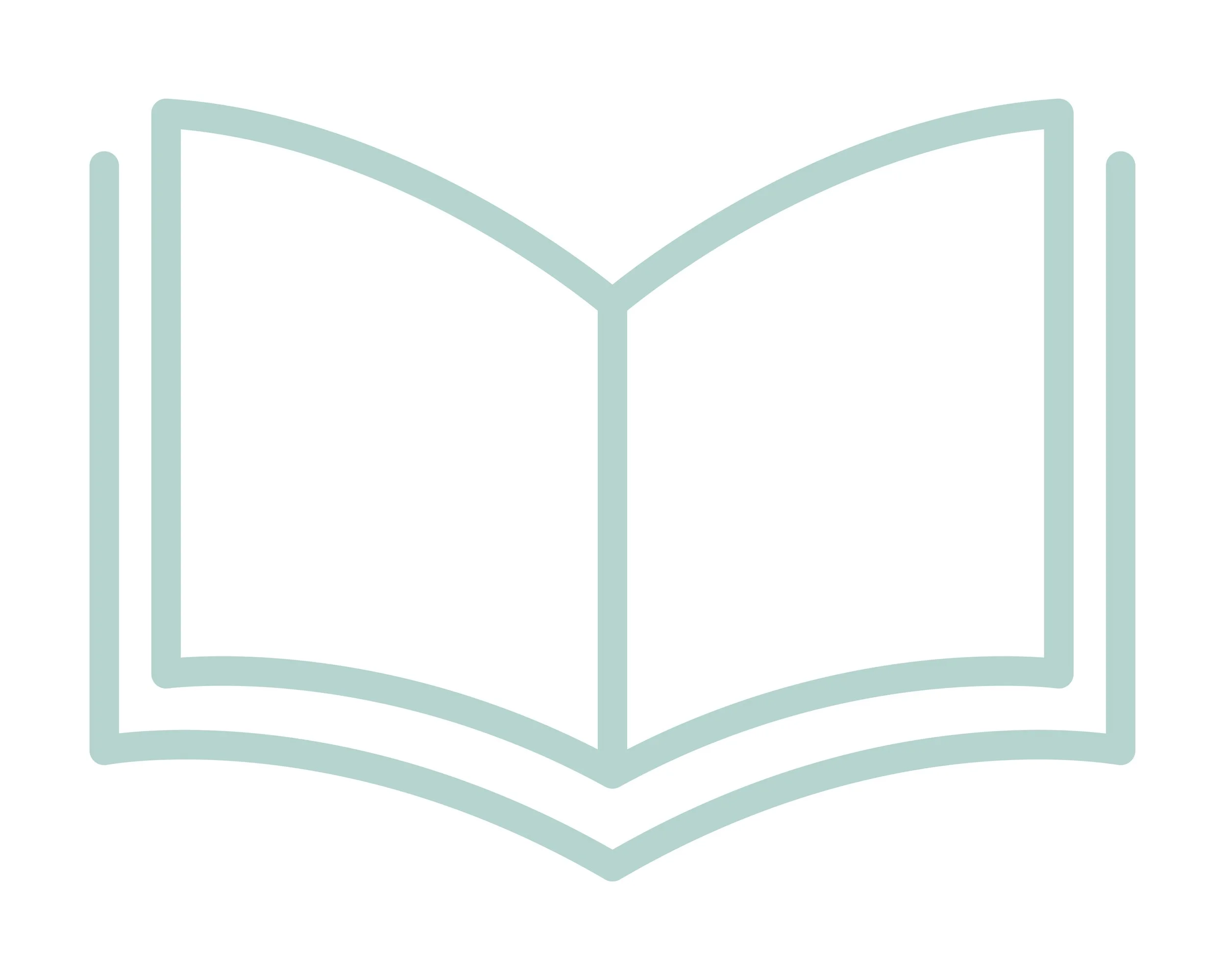 Outline of an open book with pages. The background is transparent.